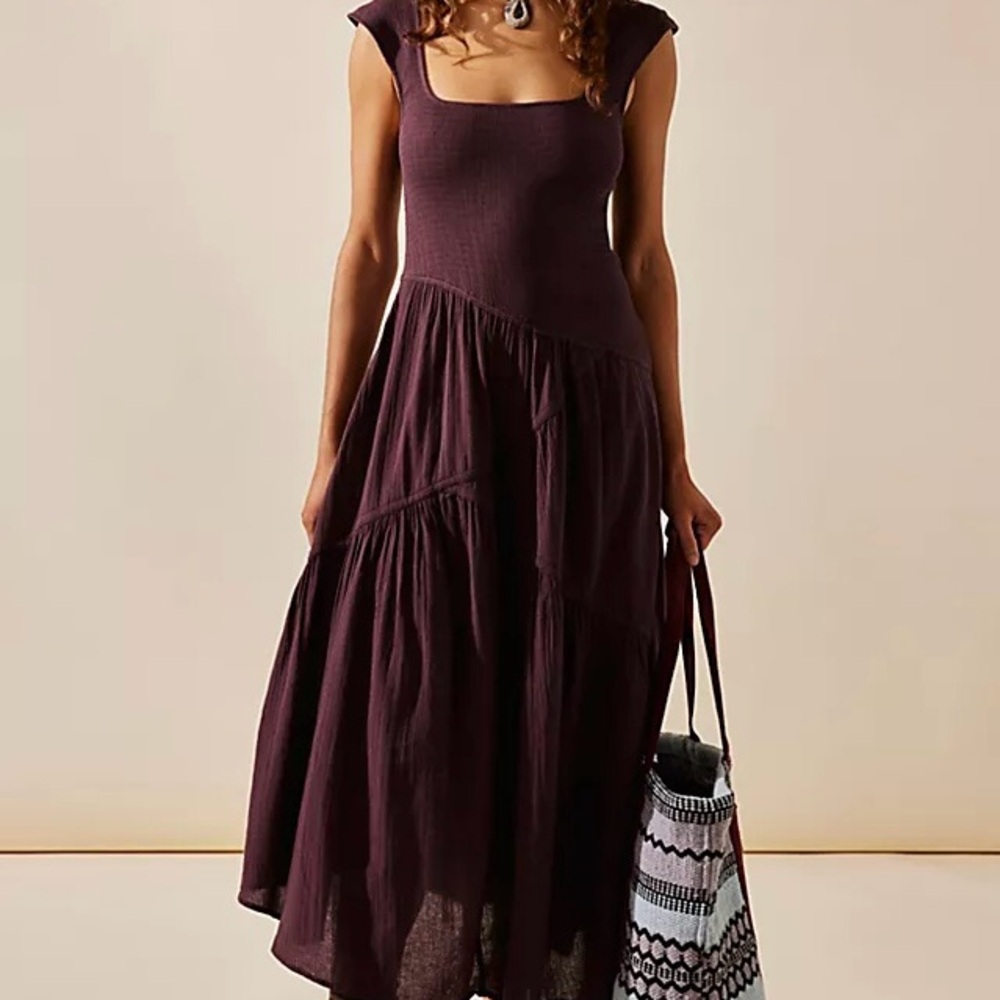 Free People Asymmetrical Traveler Midi Dress in Cream